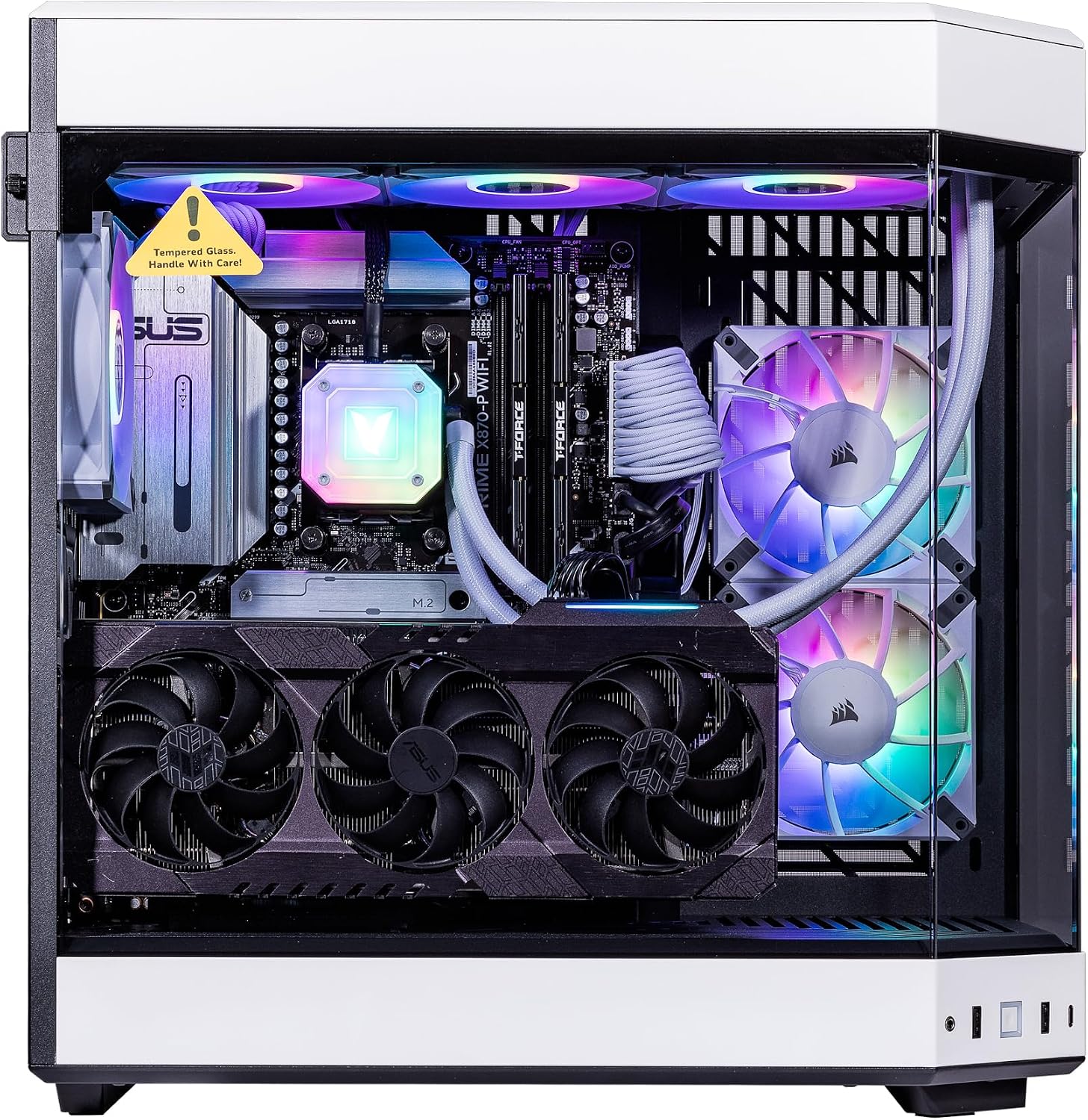 Velztorm White Praetix 3D Custom Built Y60 Gaming Desktop PC (GeForce RTX 5080 16GB (>4090), Liquid Cooled AMD Ryzen 7 9800X3D, 32GB DDR5, 2TB PCIe SSD, 1000W PSU, WiFi 7, Win 11 Pro)