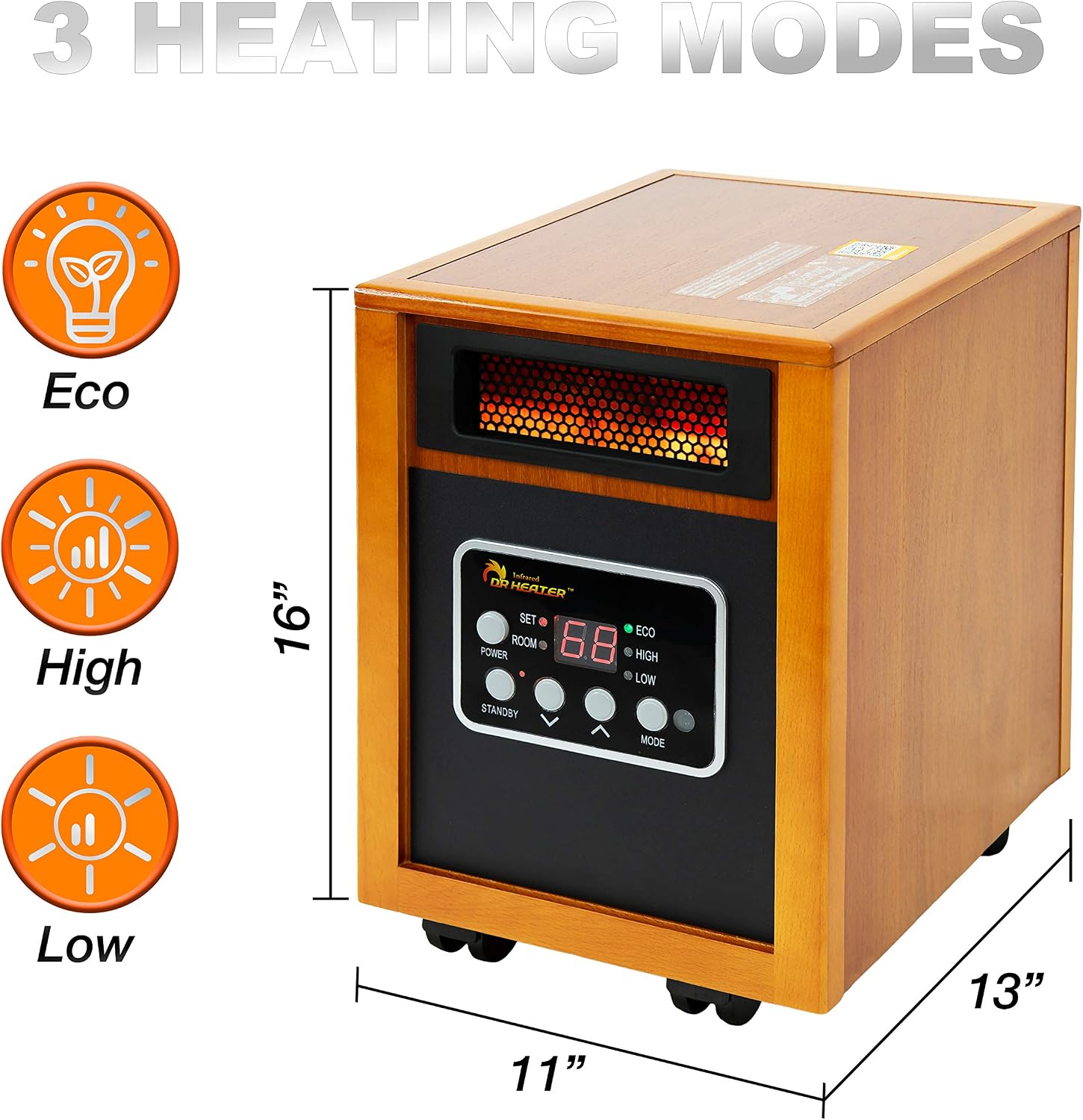 EUHOMY 12 Volt Car Refrigerator,38 Quart(35L) Car Fridge Electric Cooler APP Control & Dr Infrared Heater Portable Space Heater, 1500-Watt, Cherry