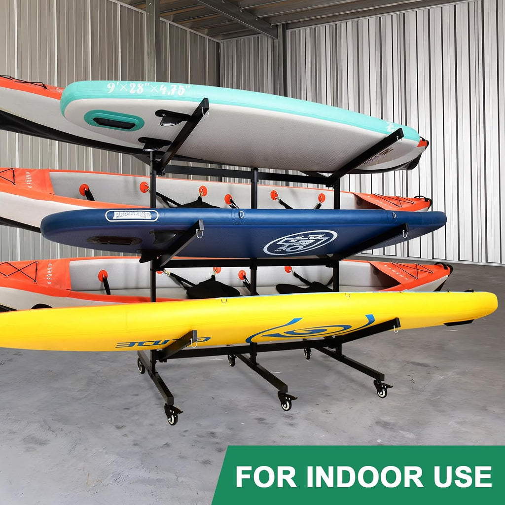 Kayak Storage Rack with Lockable casters,Thickened Heavy Duty Kayak Stand, for Indoor, Outdoor, Garage, shed, Marina Kayak Storage Racks