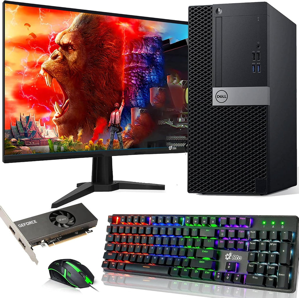 Dell Gaming Tower Desktop PC – Intel Core i7-7700 – 16GB DDR4 RAM – 1TB SSD – GeForce GTX 1050 Ti – New 24' Monitor – RGB Keyboard & Mouse – Windows 11 Pro – Gaming Computer (Renewed)