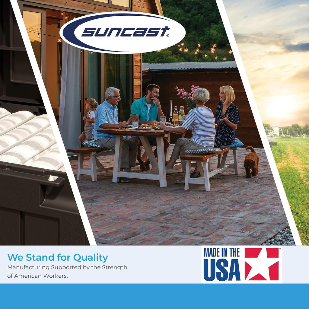 Suncast Outdoor Patio Adirondack Chair with 8 Gallons of Under-Seat Storage, Stylish Faux Wood Outdoor Storage Chair, Dove Gra