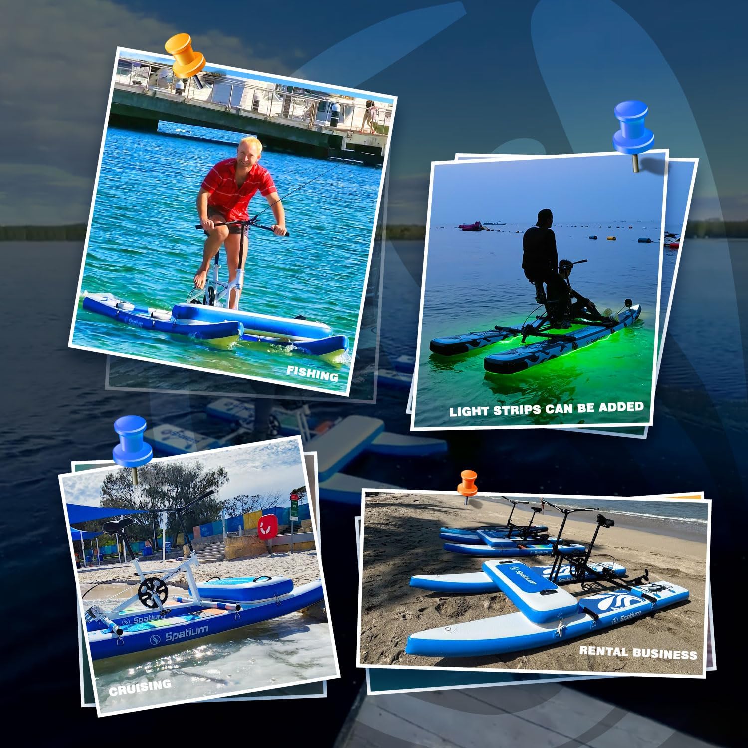 Spatium SUP Water Bike - Inflatable Pedal Boat for One Person - Fishing Kayak & Paddle Board - The Fun of Water & Fishing + Mat
