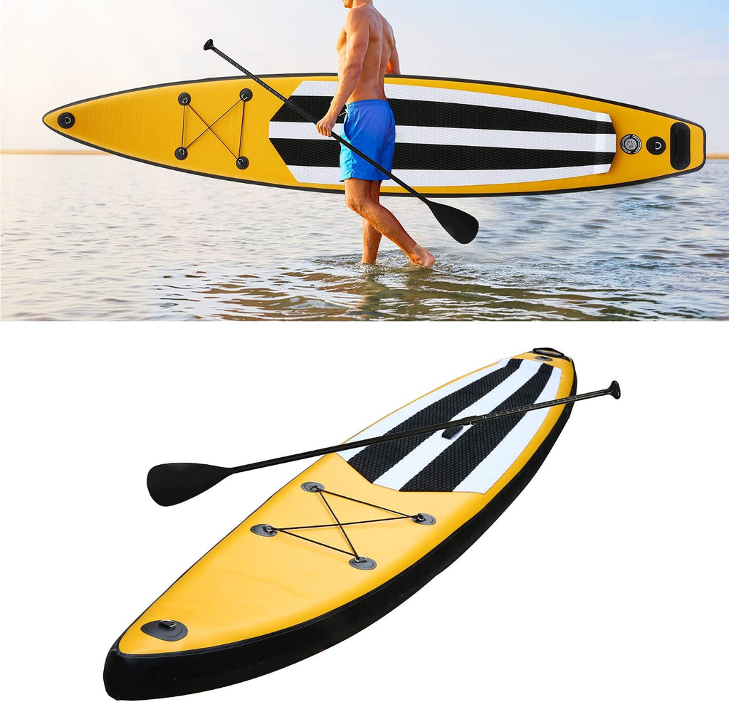 Inflatable Stand Up Paddle Board W SUP Accessories & Backpack Leash Double Action Hand Pump Repair Kit