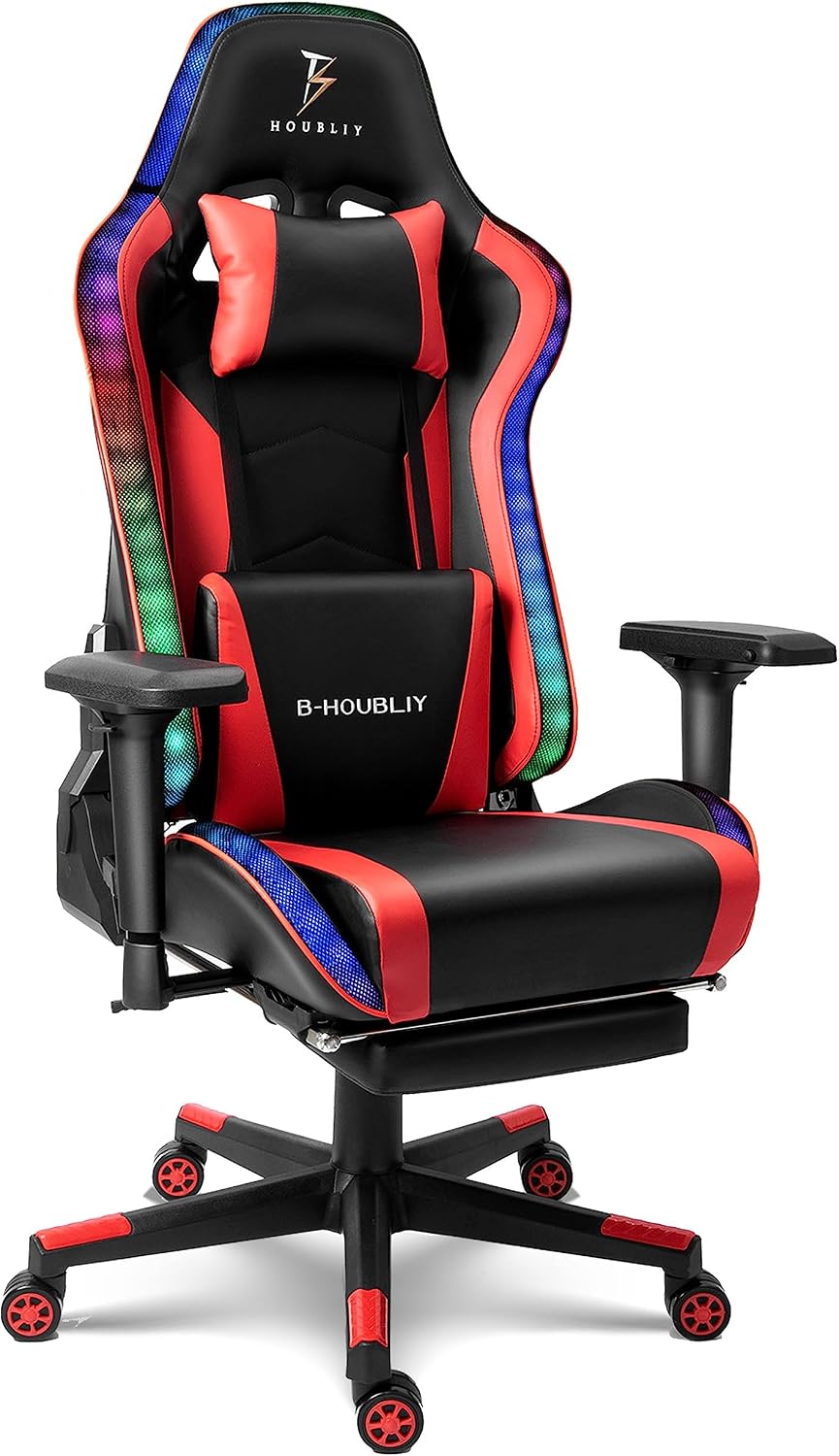 Gaming Chairs with Speakers and LED Light,Gaming Chair with Footrest and Massage Lumbar Support,Multi-Function, Gaming Chairs, Reclining Gaming Chairs, Racing Chair for Adults Teens Gamer.,Re