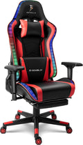 Massage Gaming Chair with Speaker, Ergonomic Gaming Chair with Footrest and RGB Light, PU Leather Video Gaming Chair Home Theater Seat 360° Rotating Gaming Chair.,Red