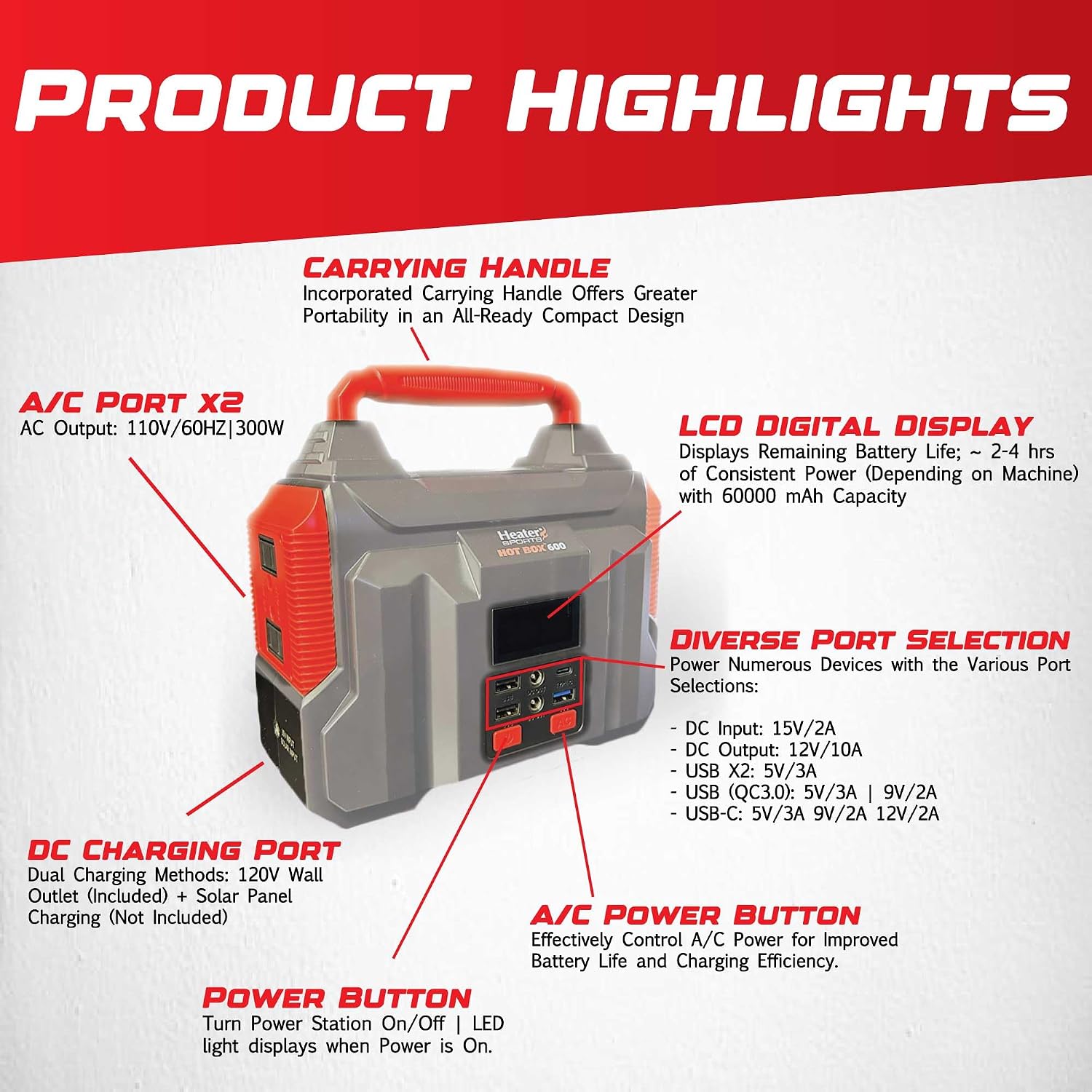 Heater Sports Hot Box 600 Portable Power Supply to Supply Power to Select Pitching Machines for Up to 2 Hours or 4 Hours Run Time