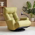 Yoglad Japanese Style Chaise Lounge Sofa with Phone Holder, 360-Degree Swivel Chair Floor Gaming Chair Lazy Sofa for Reading Game Meditating, 3 Adjustable Positions (Linen Lime Green)