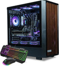 ViprTech Overlord 2.0 Liquid-Cooled PC - AMD Ryzen 7 5700X (4.6Ghz Turbo), AMD RX 9060 XT 16GB, 32GB DDR4 RAM, 1TB SSD, Black Wood Case, RGB Keyboard Mouse, VR-Ready, WiFi BT, Win 11, Computer Tower