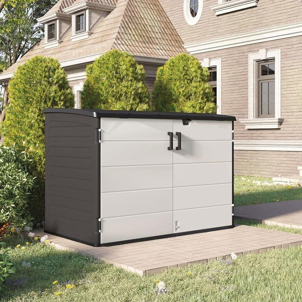 Suncast BMS4780 Stow-Away Horizontal Shed with Floor - Peppercorn