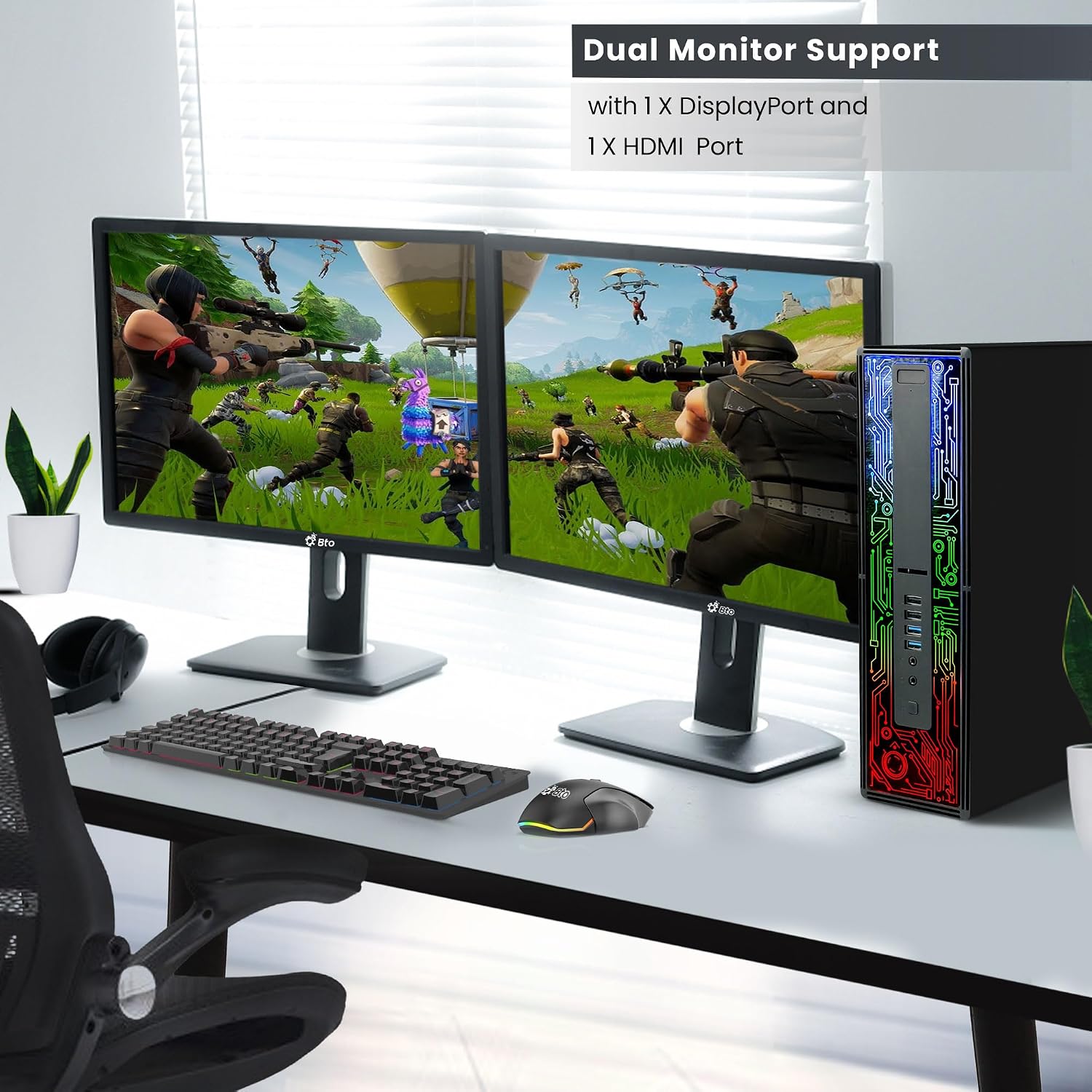 HP G2 RGB Gaming Desktop PC – Intel i7 6th Gen Processor – 16GB Ram – 1TB SSD – NVIDIA GeForce GTX 1050 Ti DDR5 – New 24-inch Monitor – Wi-Fi – Windows 11 Pro (Renewed)