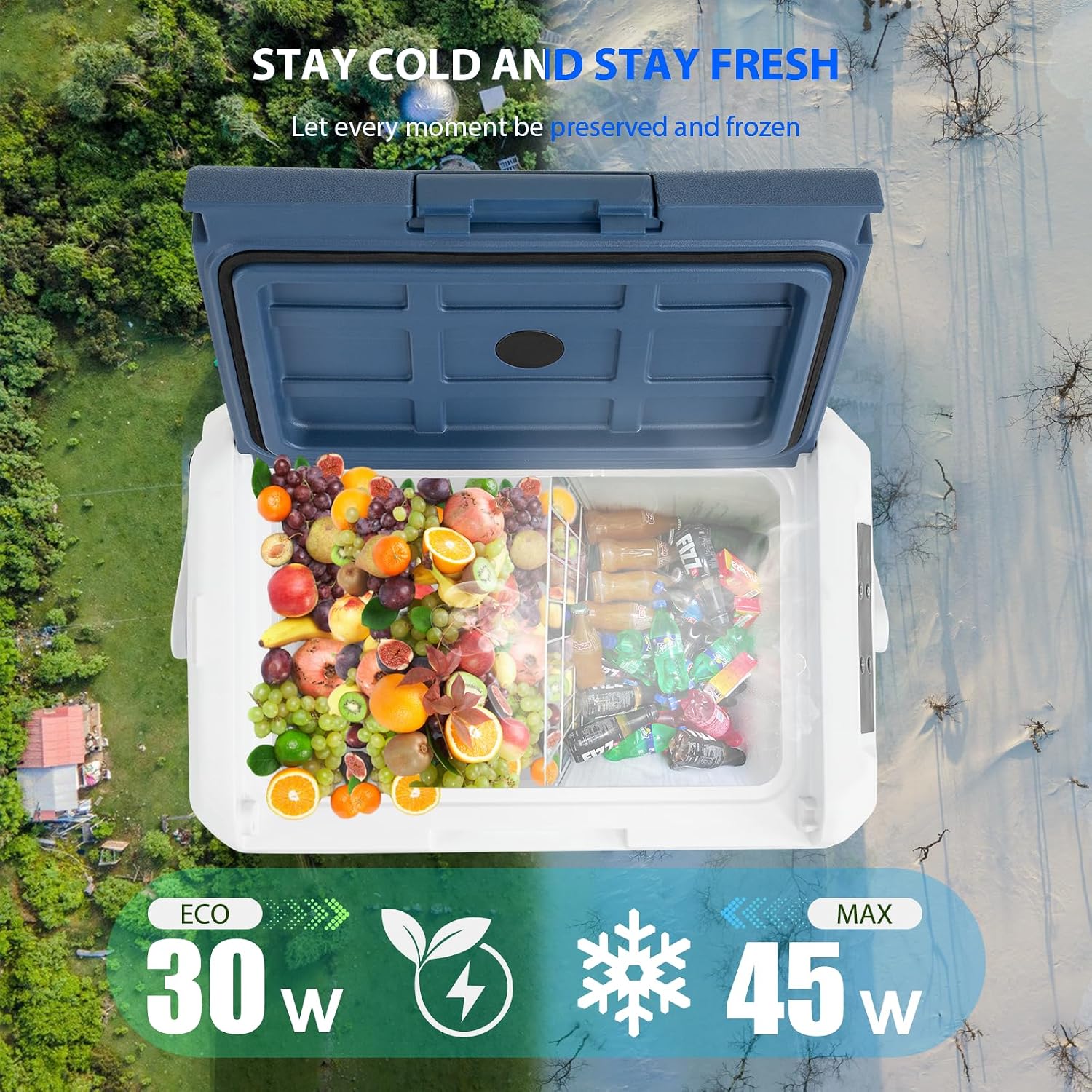 ICF19 12 Volt Car Refrigerator,20QT/19L Portable Freezer Electric Cooler -4℉~68℉,12/24V DC 100-240V AC Car Fridge for Camping, Road Trips, RV, Truck