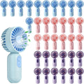 Rossesay 36 Pack Mini Portable Fan Bulk for Travel 3 Speeds, Rechargeable USB Battery Operated, Small Handheld Personal Eyelash Fans for Women Men Indoor Outdoor (Pink Blue Purple)