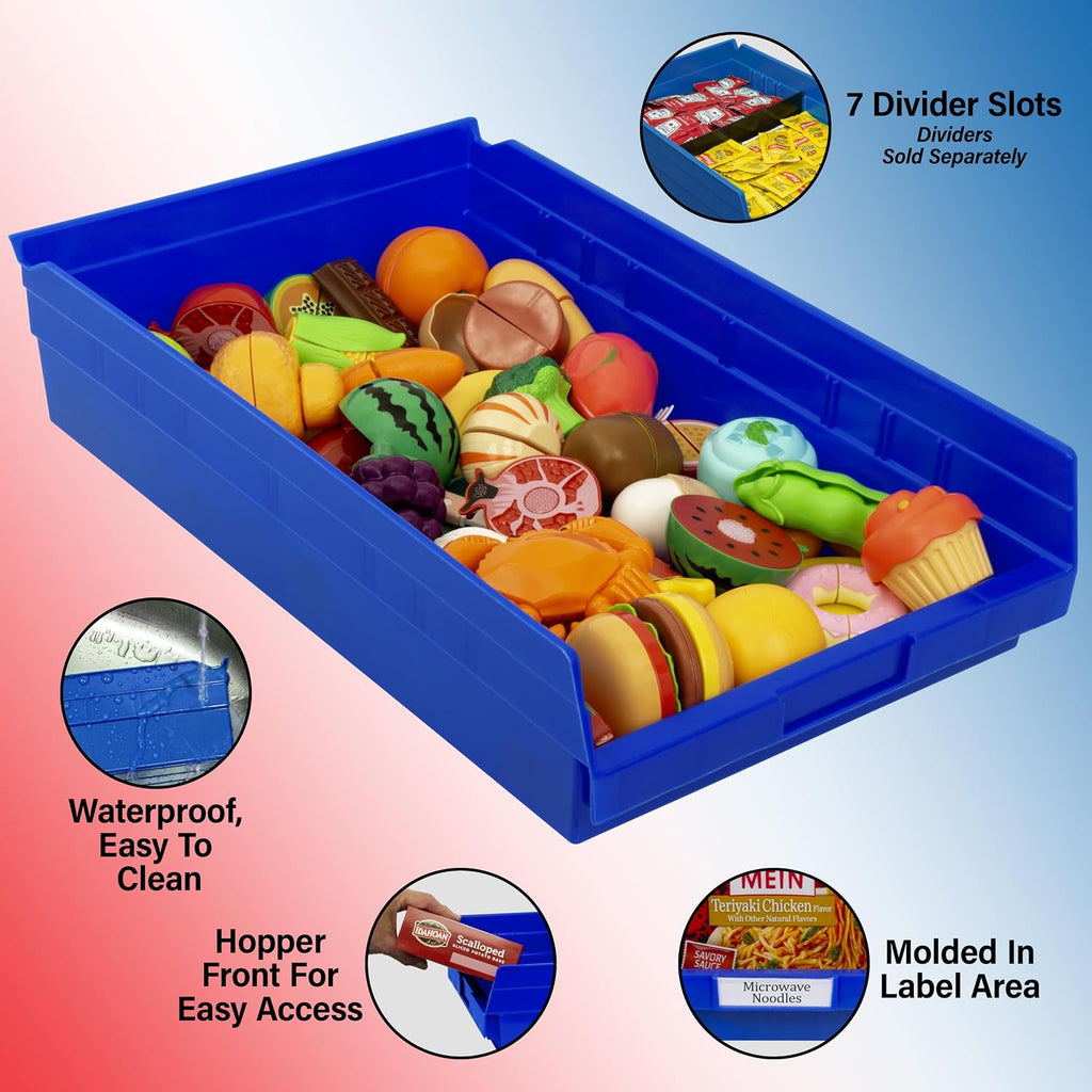 Akro-Mils 30178 Plastic Shelf Bins, Heavy Duty Storage Bins for Garage, Closet, and Drawer Organization, 18-Inch x 11-Inch x 4-Inch, Yellow, 12-Pack