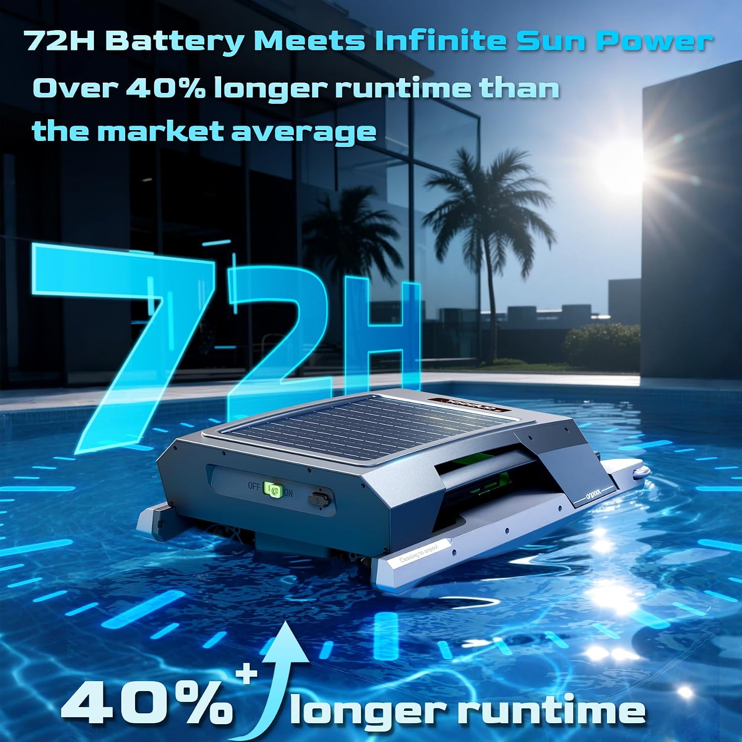 P1 Solar Pool Skimmer Cleaner Robotic for Surface with Solar & DC Charging,24/7 Continuous Cleaning,Anti-Stuck Smart Obstacle Avoidance,Dual Clean Mode Auto Switch,No Privacy Collection