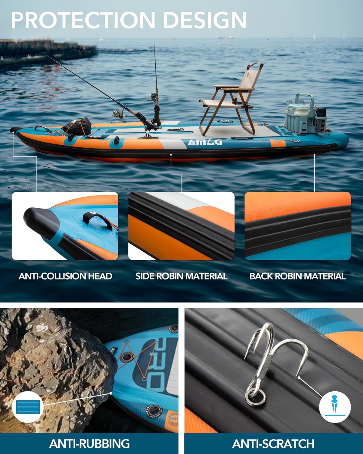 DAMA Triple Chamber SUP Inflatable Stand Up Paddle Board 10'8'*47', Extra Wide Paddle Boards for Adults, Fishing Paddle Board with 3 Removable Fins, 2 Fishing Rod Holders, Kayak Paddle,Portable Bag