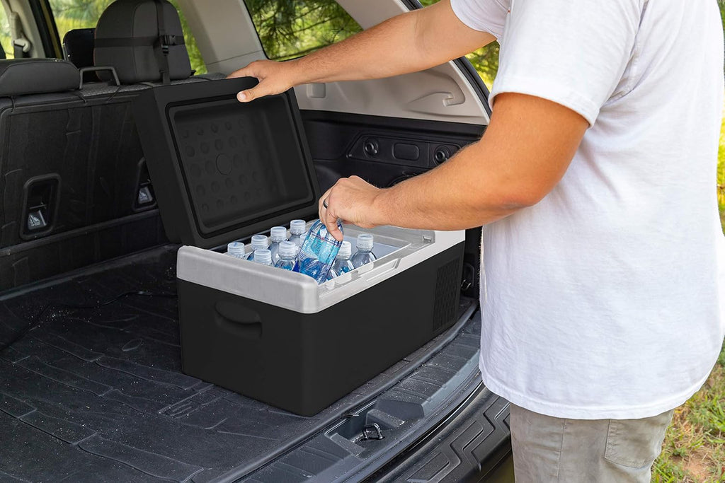Camco CAM-200 20-Liter Portable Compact Fridge/Freezer | Features Bluetooth Capable Remote Access & 1 Compartment w/Single Zone Cooling | Adjusts from -4° F to 68° w/2 Cooling Modes ECO & MAX (51510)