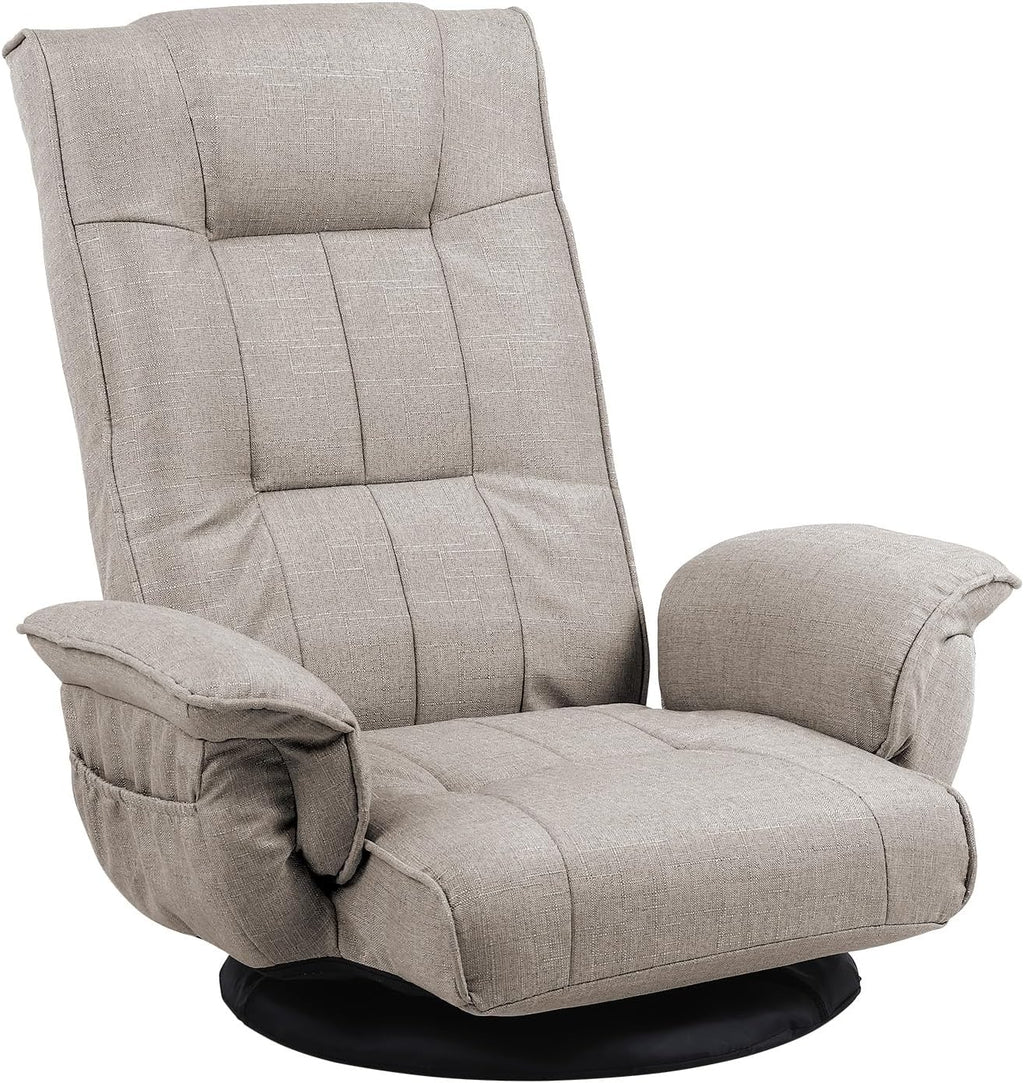 360 Degree Swivle Adjustable Floor Chair, Chaise Lounge Indoor, Folding Lazy Sofa with Armrests and Side Pocket Adults Gaming Chairs for Living Room, Bedroom Factory Price 201 (BE)