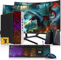 HP G3 Gaming Desktop PC, Intel Core i5 4th Gen, AMD RX 550 Graphics, 16GB RAM, 240GB SSD | 128GB SSD, MTG New 24 Inch Curved Dual Monitor, RGB Keyboard Mouse, Speaker, Webcam, Windows 11 (Renewed)