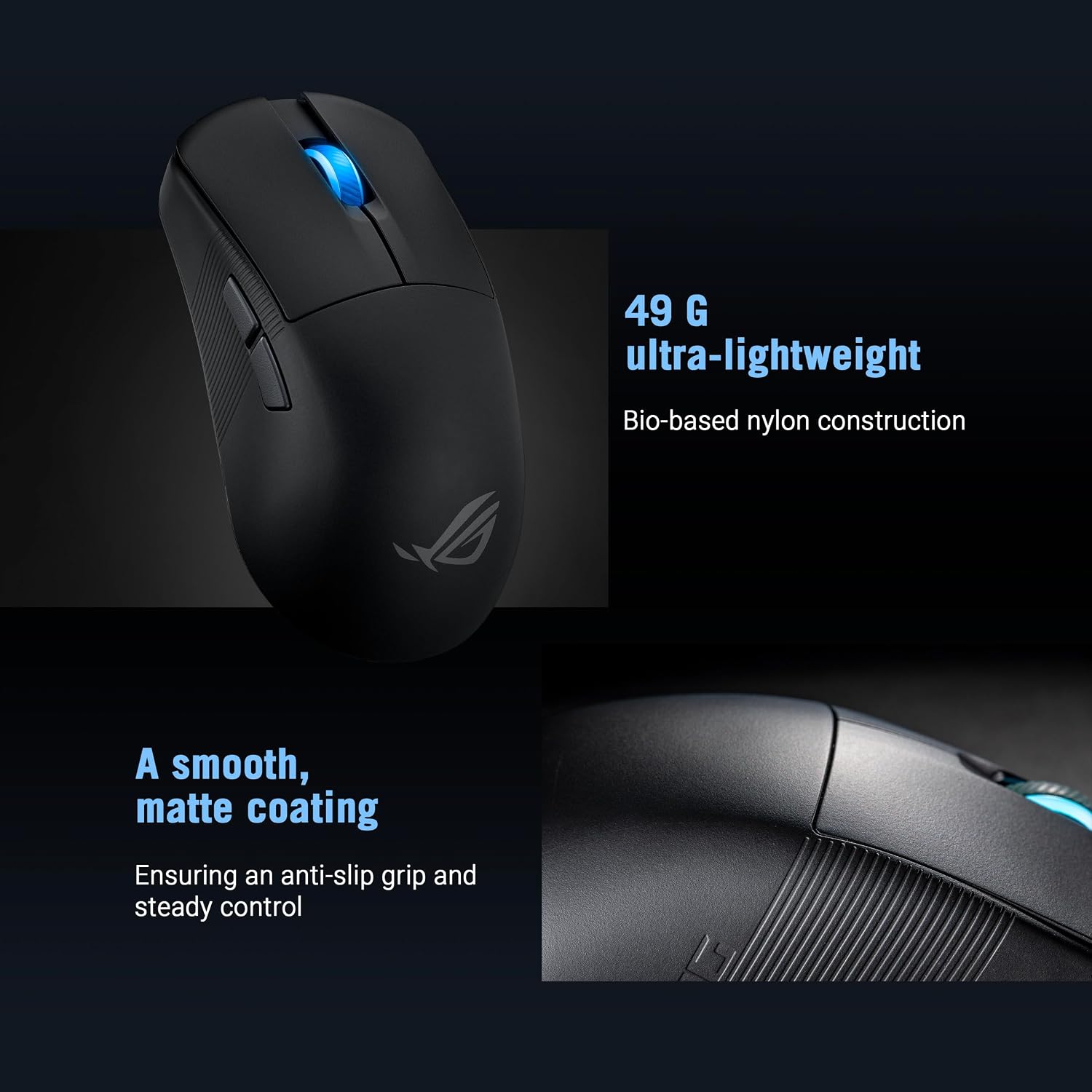 ASUS ROG Harpe Ace Mini Wireless Esports Gaming Mouse – Small Compact Design, Right-Handed, 49g Lightweight, Tri-Mode Connectivity, 36K DPI, up to 105Hr Battery, Pro-Approved, PC/Mac Support - Black