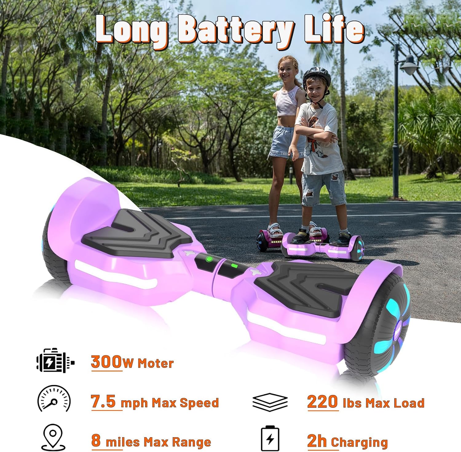 SIMATE Scooter, Bluetooth Speakers and LED Light-Up Wheels, APP Control, Dual 250W Motors, 8.5 mph Max Speed & 8.5 Miles Max Range, Gifts for Kids Adults Girls Boys