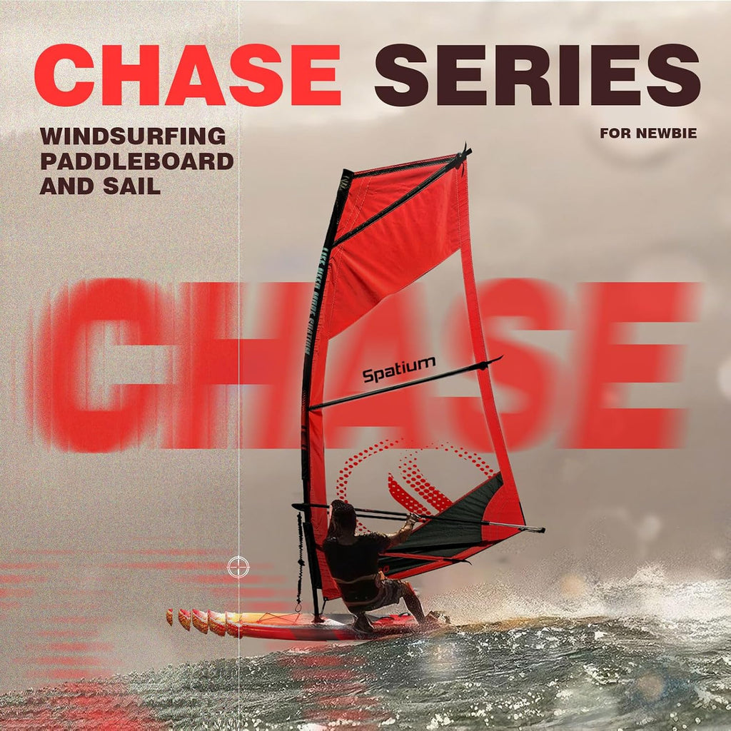 Spatium Wind Surfboard Sails Inflatable Windsurfing Board and Sail 5.0m²/6.0m² Inflatable Windsurf Sail with Sail Board for Newbie Friendly Windsurfer