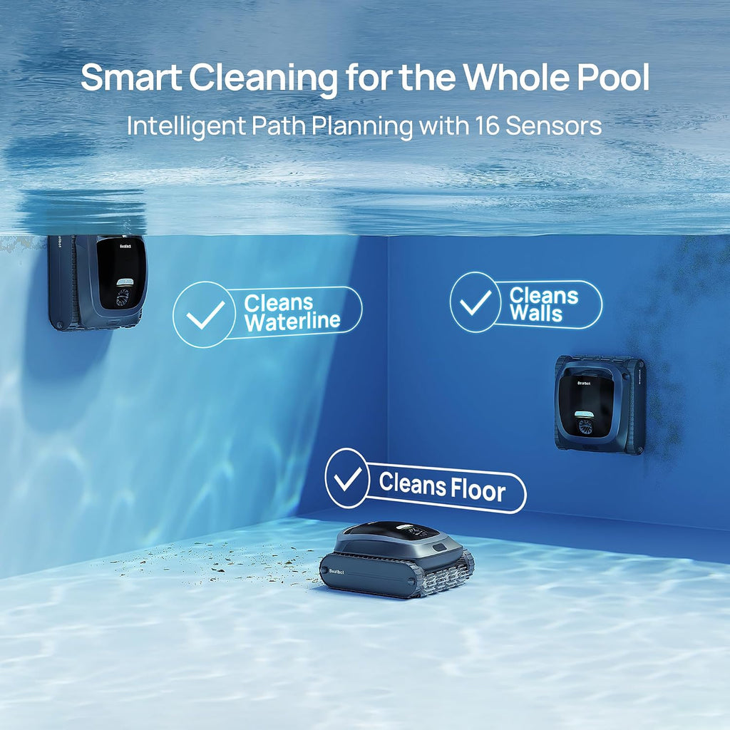 Beatbot AquaSense 2 Cordless Robotic Pool Vacuum Cleaner with Charging Dock Station - Smart Surface Parking, Double-Pass Waterline Scrubbing, Cleans Floor, Walls, and Waterline up to 3,230 sq.ft Pools
