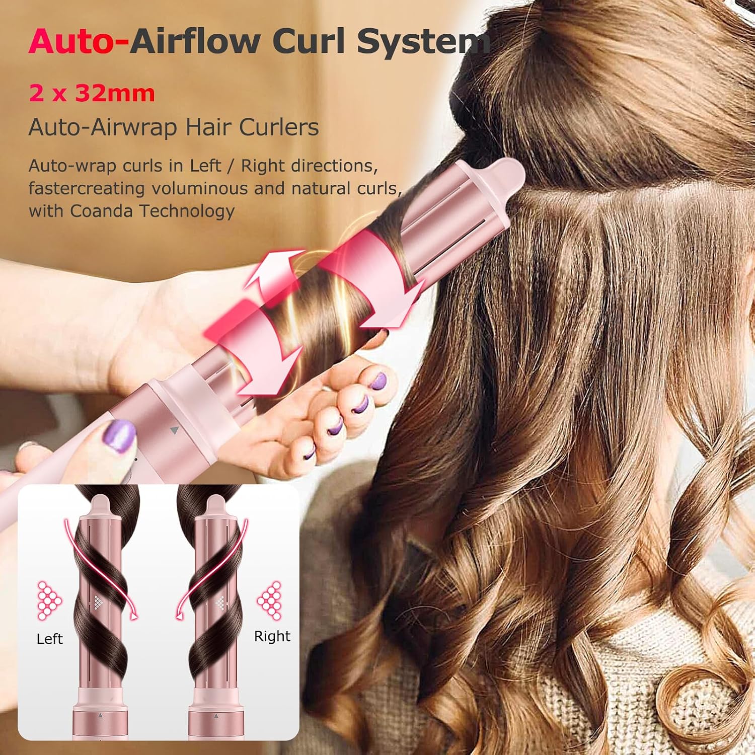 MESCOMB 5-in-1 Airstyler, 110,000 RPM High Speed Ionic Hair Dryer, Multi Hairstyler with Frizz-Free QuickDrying Straightening Brush, No Heat Damage, Automatic Curling Iron, Hair Drying Brush, Volume