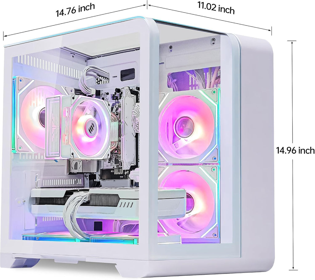 Curved Pannel Gaming PC - AMD Ryzen 7 7800X3D 8-Core 4.2 GHz - GeForce RTX 5060 8GB -32GB DDR5 6000MHZ RAM - 1TB PCIe SSD - WiFi &Bluetooth - RGB Fans-Windows 11, Desktop Computer-White