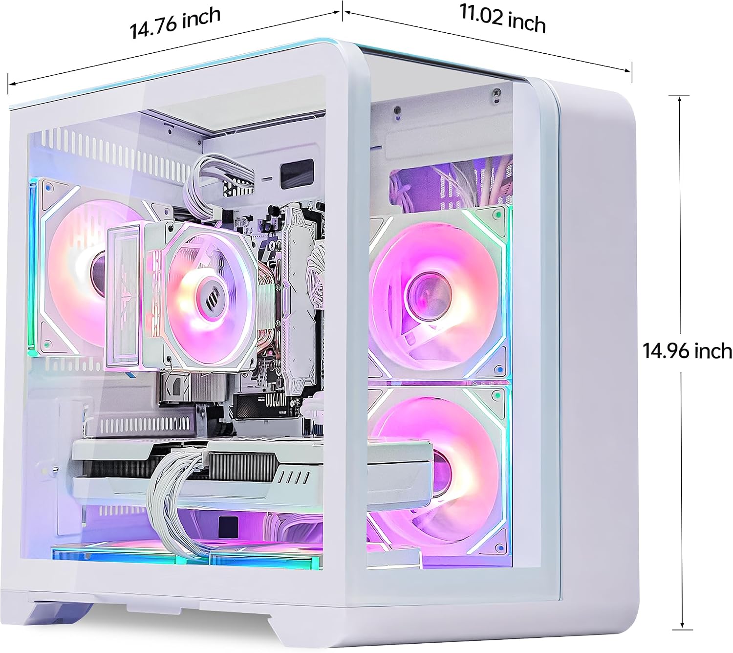 Curved Pannel Gaming PC - AMD Ryzen 7 7800X3D 8-Core 4.2 GHz - GeForce RTX 5060 8GB -32GB DDR5 6000MHZ RAM - 1TB PCIe SSD - WiFi &Bluetooth - RGB Fans-Windows 11, Desktop Computer-White