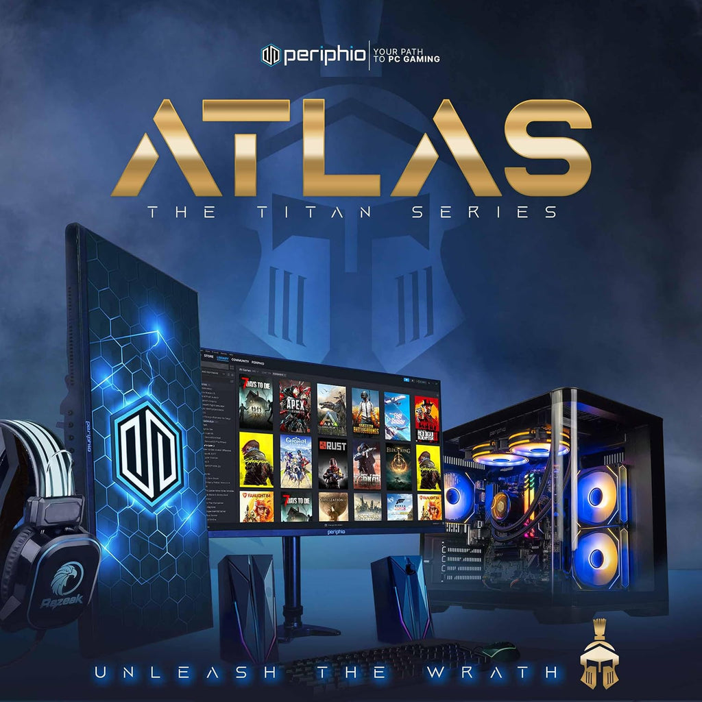 Periphio Atlas Gaming PC, Liquid Cooled AMD Ryzen 5 5600GT up to 4.4GHz with Radeon RX Vega 7 Graphics (Gaming Optimized), 16GB RAM, 1TBNVMe SSD, WiFi, Windows 11 Desktop, Black, 1080p Gaming Computer