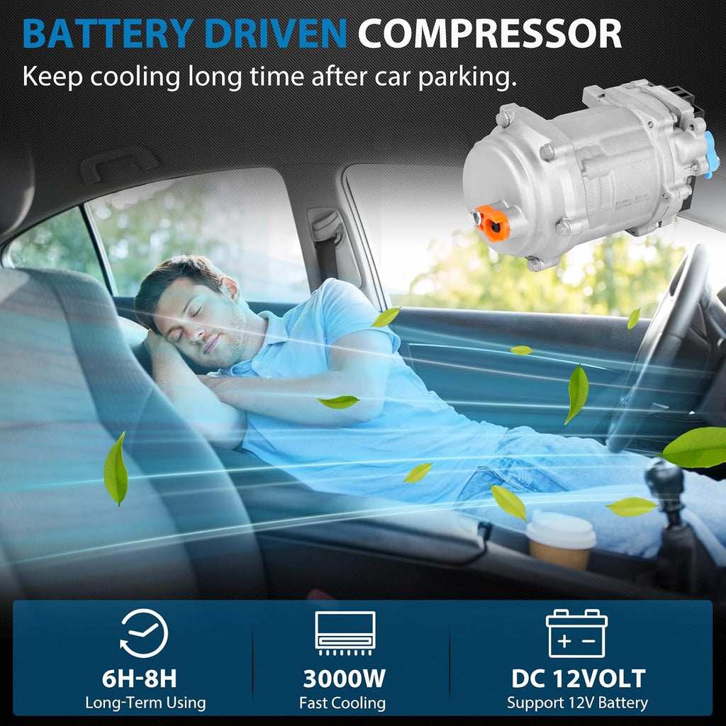 Universal 12 Volt DC Under Dash Air Conditioner Heating and Cooling 10000 BTU A/C Unit Kit, Electric Heater System with Evaporator Condenser Compressor for Classical Car Van Truck ATV Pickup Tractor