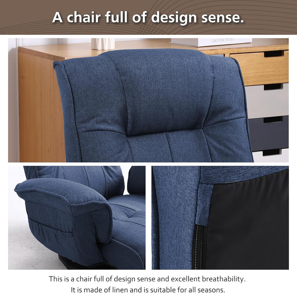 360 Degree Swivle Adjustable Floor Chair, Chaise Lounge Indoor, Folding Lazy Sofa with Armrests and Side Pocket Adults Gaming Chairs for Living Room, Bedroom Factory Price 201 (BL)