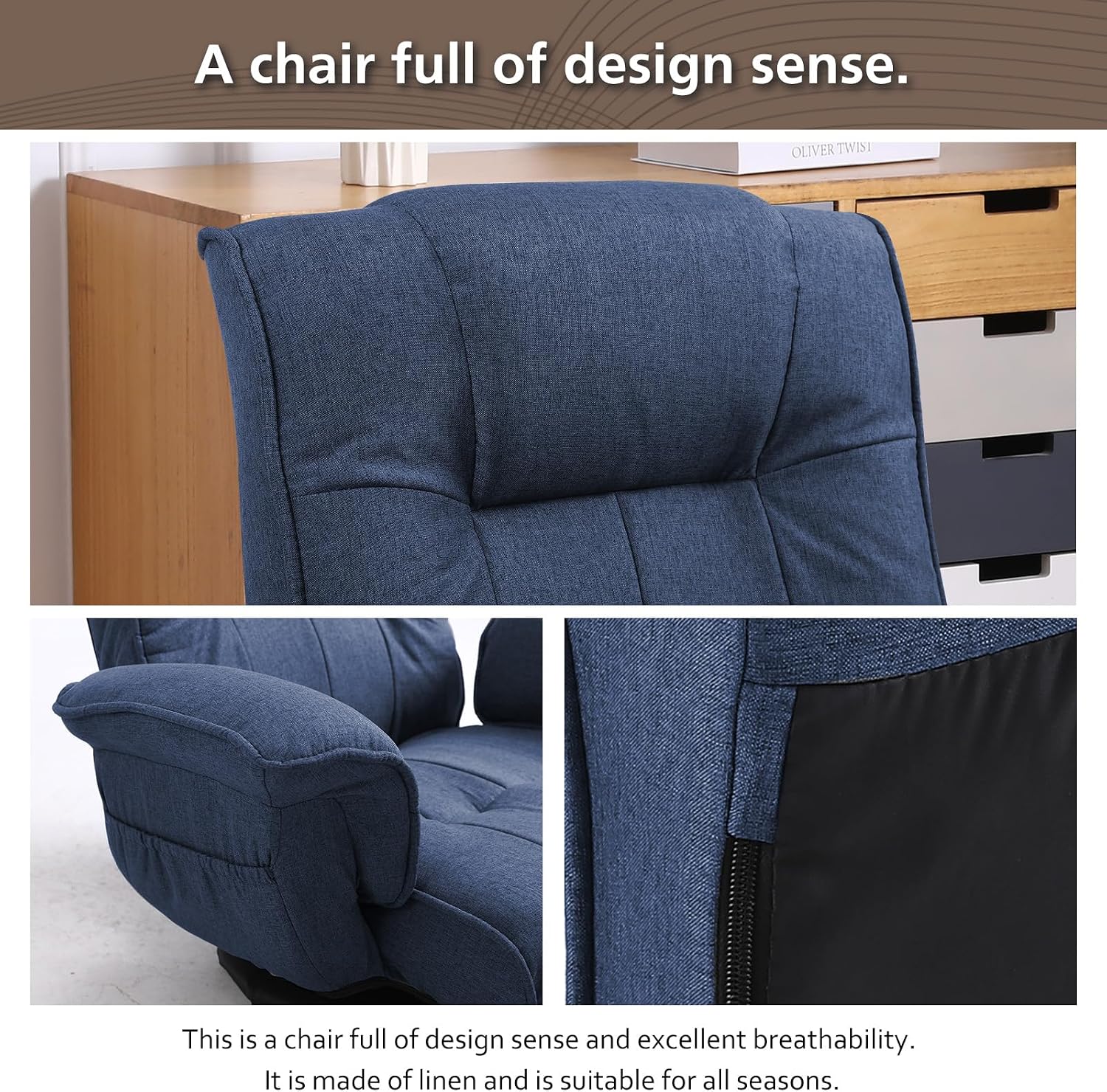 360 Degree Swivle Adjustable Floor Chair, Chaise Lounge Indoor, Folding Lazy Sofa with Armrests and Side Pocket Adults Gaming Chairs for Living Room, Bedroom Factory Price 201 (BL)