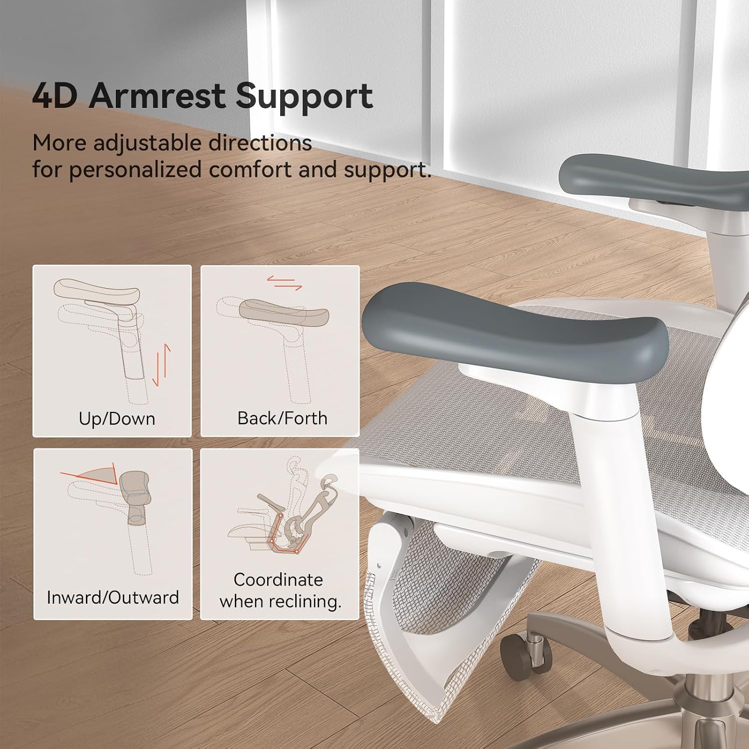 SIHOO Doro C300 Ergonomic Office Chair with Footrest, Ultra Soft 3D Armrests, Dynamic Lumbar Support for Home Office Chair, Adjustable Backrest Desk Chair, Swivel Big and Tall Computer Chair (Grey)