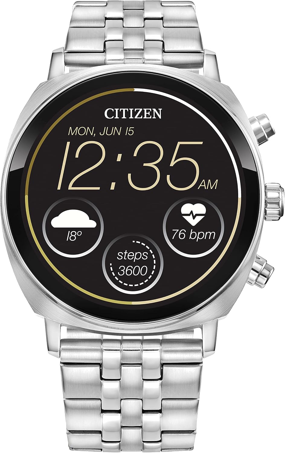 Citizen CZ Smart PQ2 41MM Unisex Smartwatch with YouQ App with IBM Watson® AI and NASA Research, Wear OS by Google, HR, GPS, Fitness Tracker, Amazon Alexa™, iPhone Android Compatible, IPX6 Rating