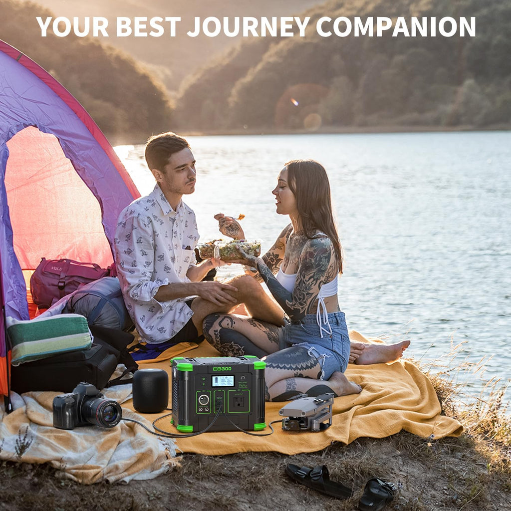 330W Portable Power Station, 288.6Wh Solar Generator with 60W USB-C PD Output, 110V Pure Sine Wave AC Outlet, 5W Wireless Charging, Multi-Port Power Supply for Camping, Home Blackout, RV Travel