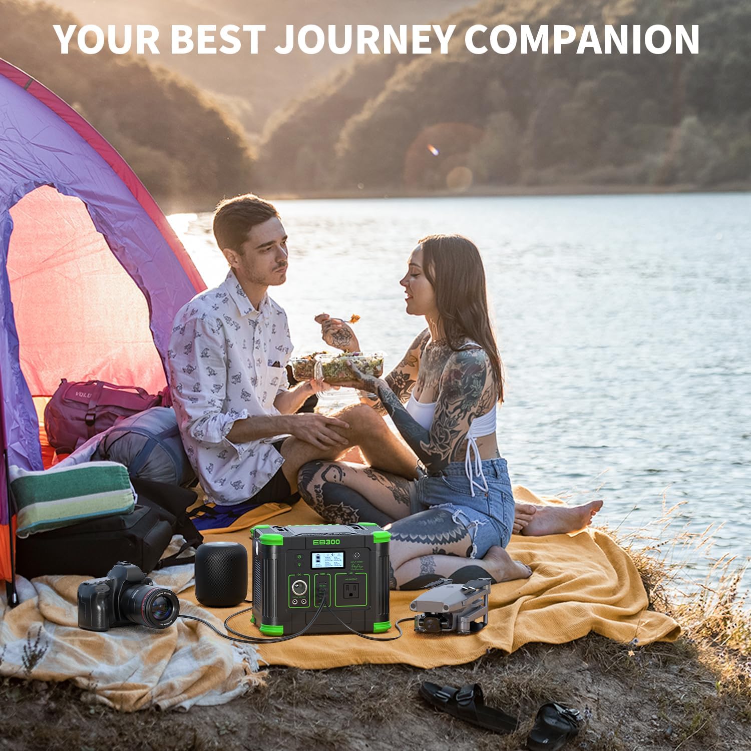 330W Portable Power Station, 288.6Wh Solar Generator with 60W USB-C PD Output, 110V Pure Sine Wave AC Outlet, 5W Wireless Charging, Multi-Port Power Supply for Camping, Home Blackout, RV Travel