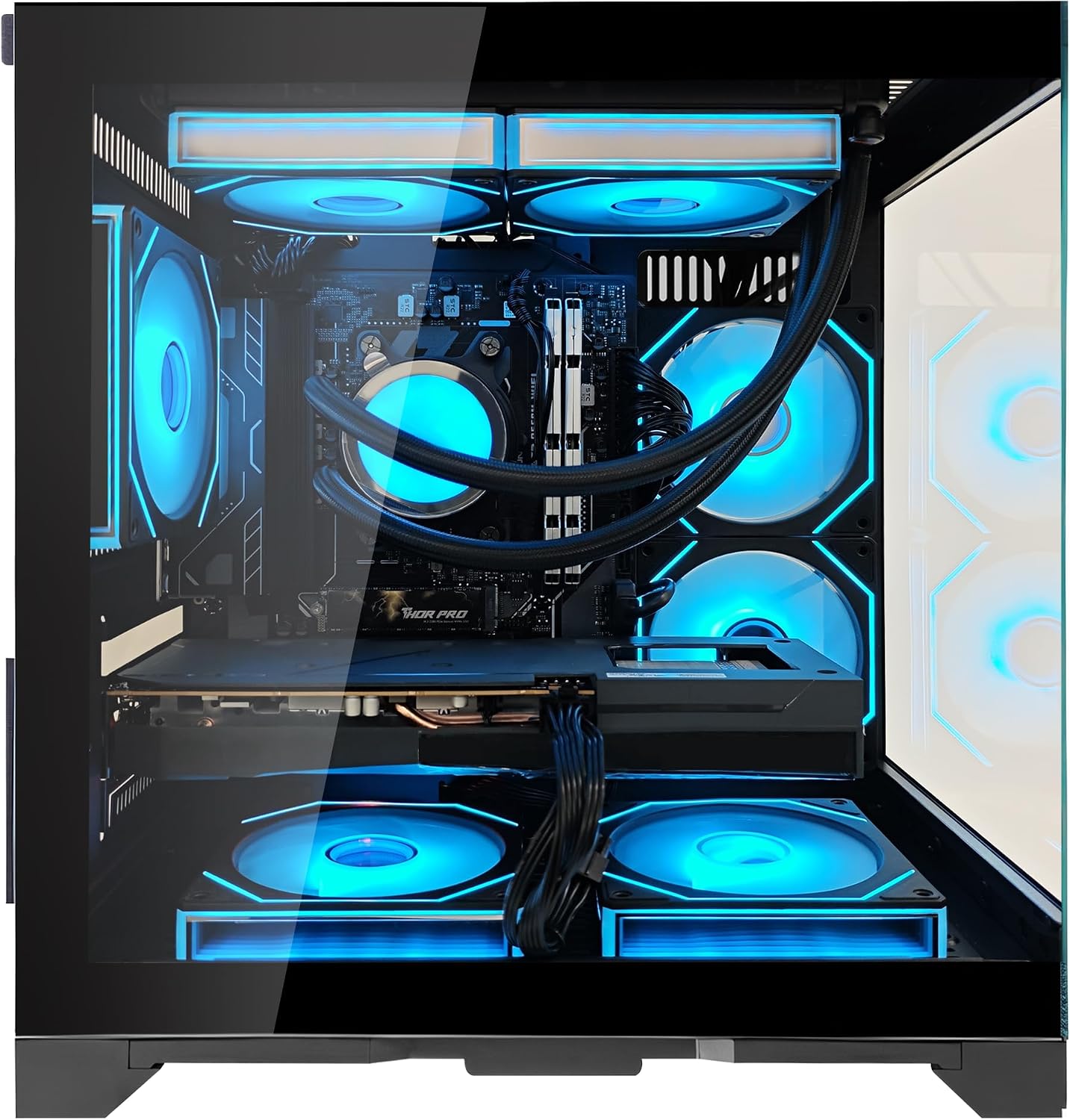 Panorama Gaming PC Desktop AMD Ryzen 5 9600X 6-Core 3.9GHz, Radeon RX 9060 XT 16GB, 32GB DDR5 RAM 6000MHz,1TB PCIe SSD, WiFi&BT Prebuilt PC 650W PSU,Liquid Cooler,Windows 11,