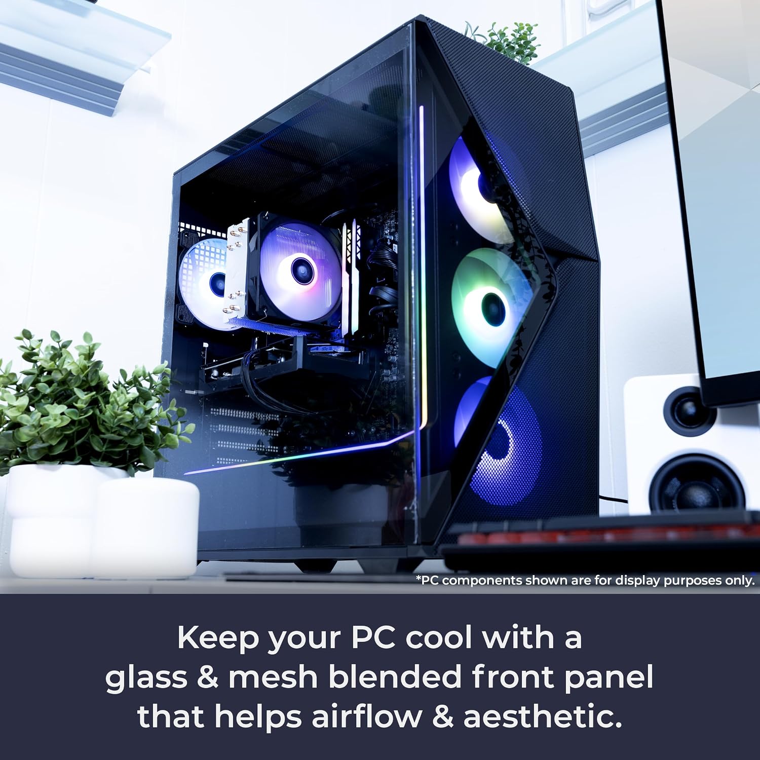 iBUYPOWER Slate MESH Gaming PC Desktop Computer Intel Core i7 14700F CPU, NVIDIA GeForce RTX 4060 8GB GPU, 32GB DDR5 RGB 5200MHz RAM, 1TB SSD, Windows 11 Home, Gamer Keyboard and Mouse -SMI7N4601