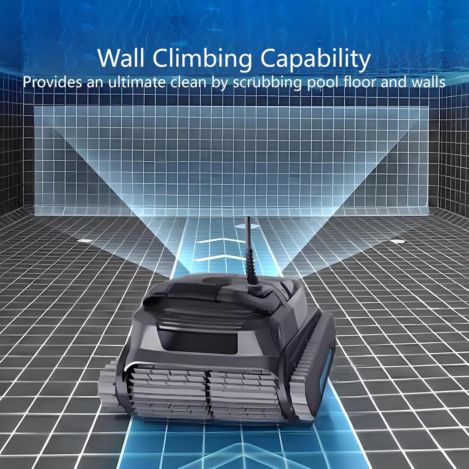 Pool Vacuum Robot with Wall Climbing, Lightweight Cordless Robotic Pool Cleaner, Pool Robot Vacuum for Inground Pools, Smart Auto Clean
