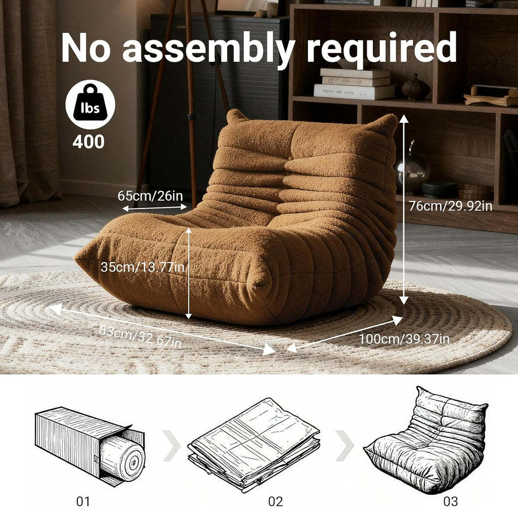 Giant Bean Bag Chair for Adults, Comfy Chair for Bedroom, Memory Foam Chair Reading Chairs for Living Room, Lounge Chair Indoorg, Floor Couch with Meditation