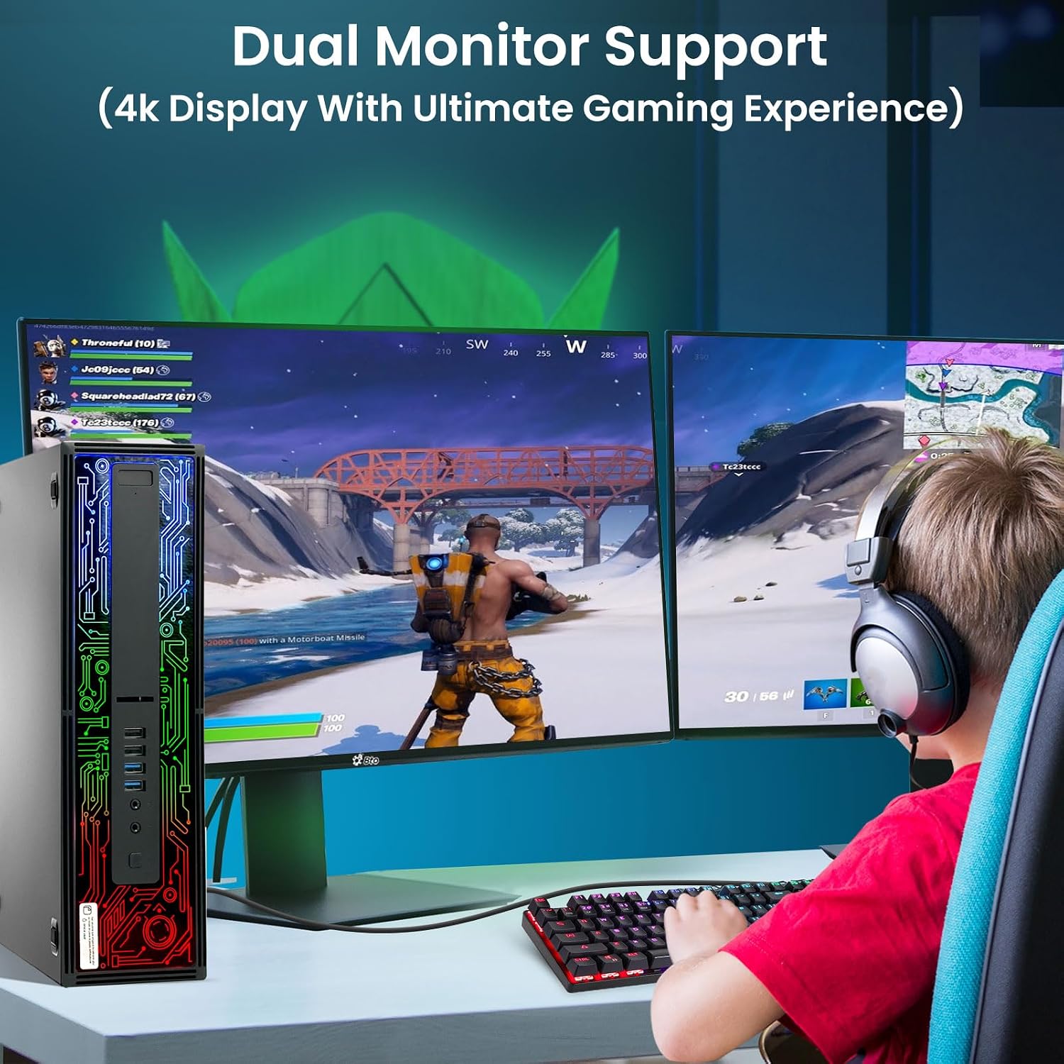 HP G2 RGB Gaming Desktop PC – Intel i7 6th Gen Processor – 16GB Ram – 1TB SSD – NVIDIA GeForce GTX 1050 Ti DDR5 – New 24-inch Monitor – Wi-Fi – Windows 11 Pro (Renewed)