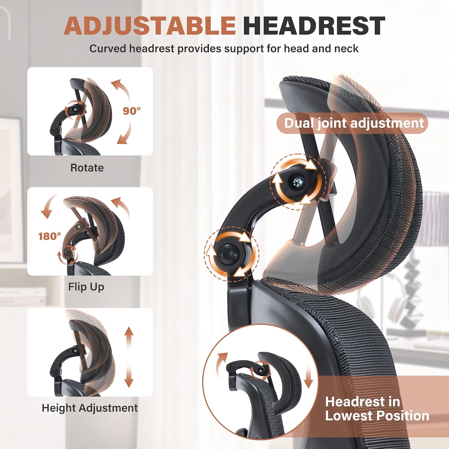 High Back Mesh Ergonomic Office Chair with 3D Lumbar Support, Adjustable Headrest & Backrest, 5D Armrests, Footrest, Swivel Computer Desk Chair with Heavy Duty Metal Base, 400lbs Weight Capacity