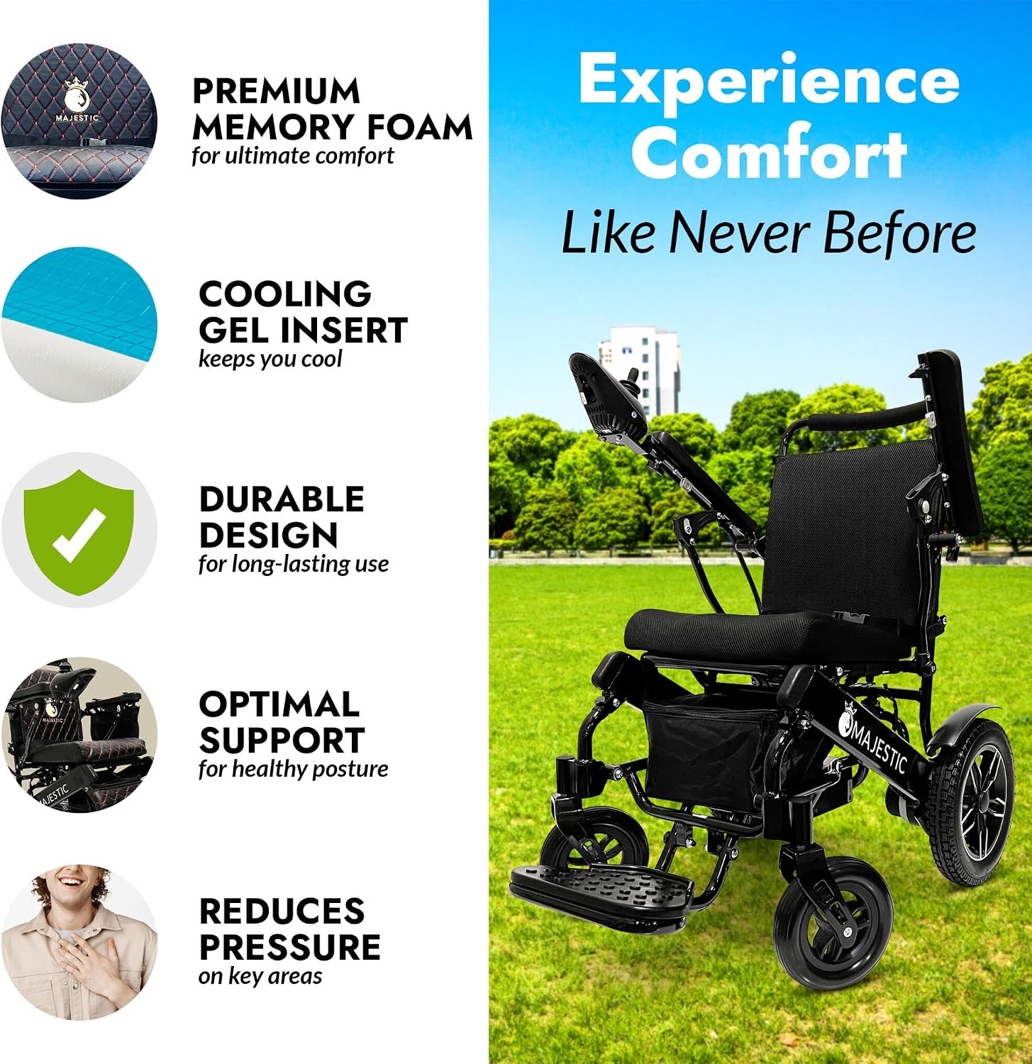 Majestic IQ-8000 Electric Wheelchairs for Adults,Foldable Lightweight Electric Wheelchair,Light Weight Folding Power Chair for Seniors,Portable Motorized Wheelchair,Durable Ultra Light Wheel Chair