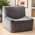 Trenda 32'' Comfy Bedroom Chair for Adult, Boneless Space-Saving Accent Chairs with Spacious Seating, Soft Faux Fur, Ideal Floor Couch for Living Room,College, Dorm to Reading(Grey)