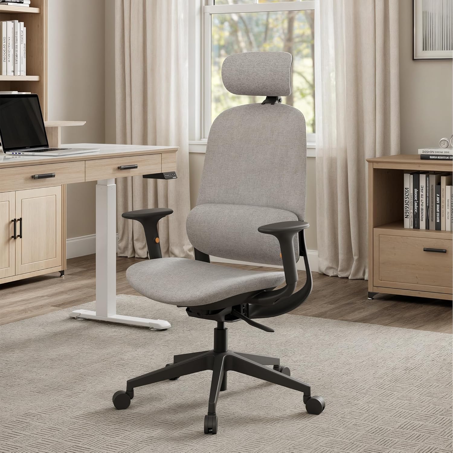 EUREKA ERGONOMIC Mesh Office Chair,Ergonomic Office Chair Lumbar Support,Comfortable Home Office Desk Chair with Adjustable Headrest & Armrests, Tilt Control Mechanism, Grey