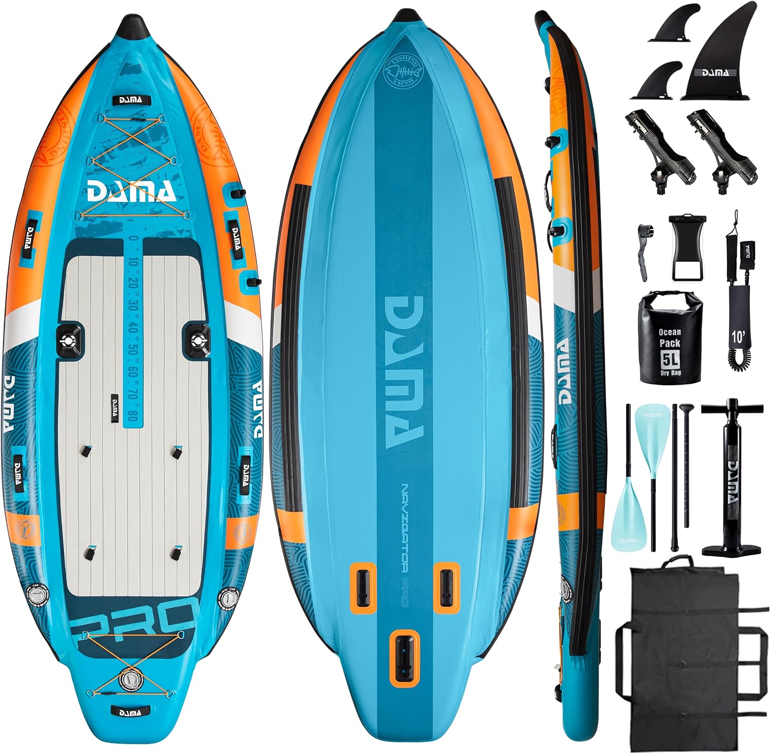 DAMA Triple Chamber SUP Inflatable Stand Up Paddle Board 10'8'*47', Extra Wide Paddle Boards for Adults, Fishing Paddle Board with 3 Removable Fins, 2 Fishing Rod Holders, Kayak Paddle,Portable Bag
