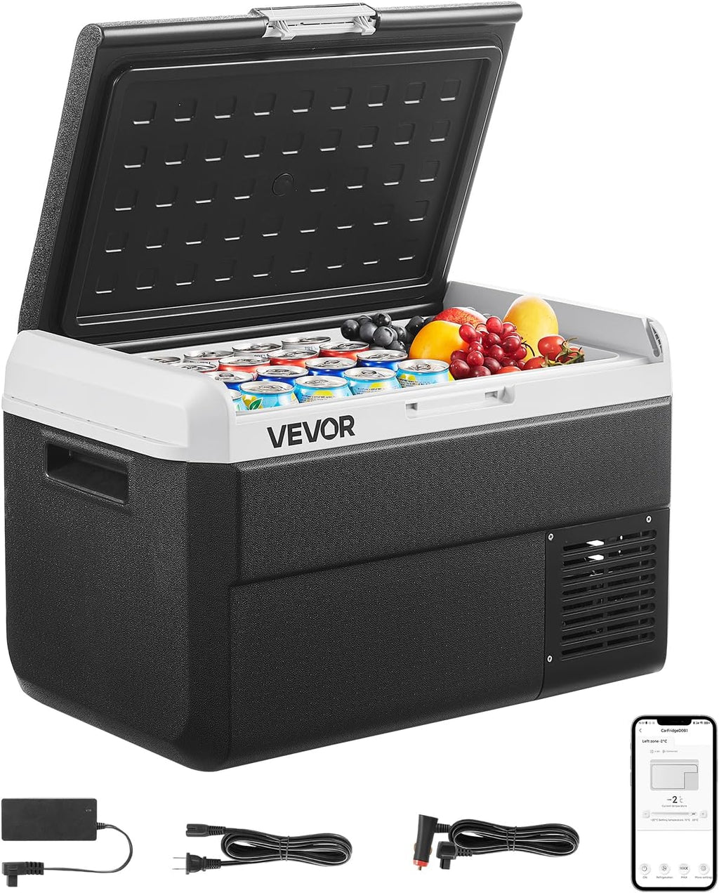 VEVOR 12 Volt Car Refrigerator, 42.3QT/40L Car Fridge, Portable Electric Cooler with -4℉~68℉ Adjustable Temperature, 12/24V DC and 100-240V AC Compressor Freezer for Outdoor, Camping, Travel, RV