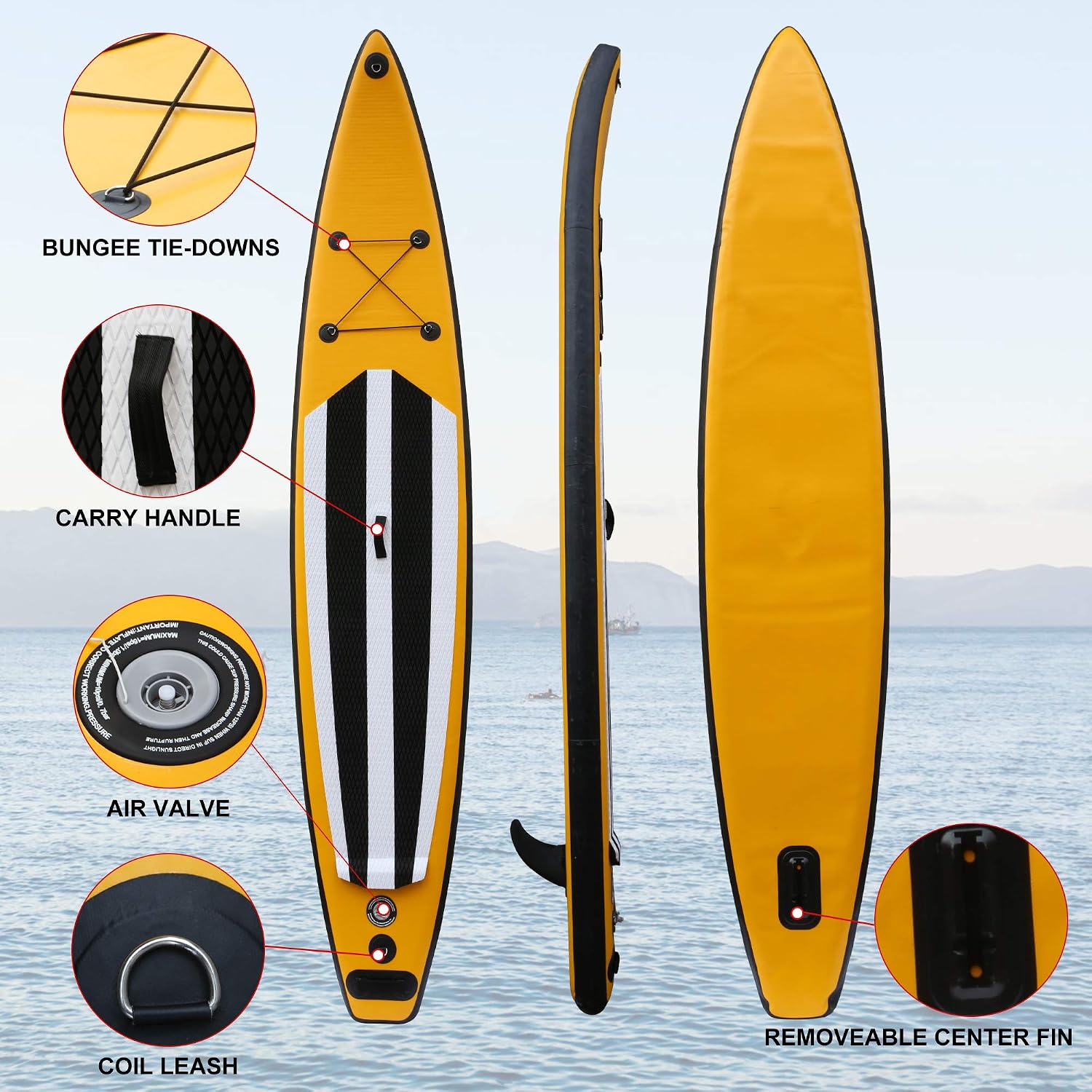 Inflatable Stand Up Paddle Board W SUP Accessories & Backpack Leash Double Action Hand Pump Repair Kit