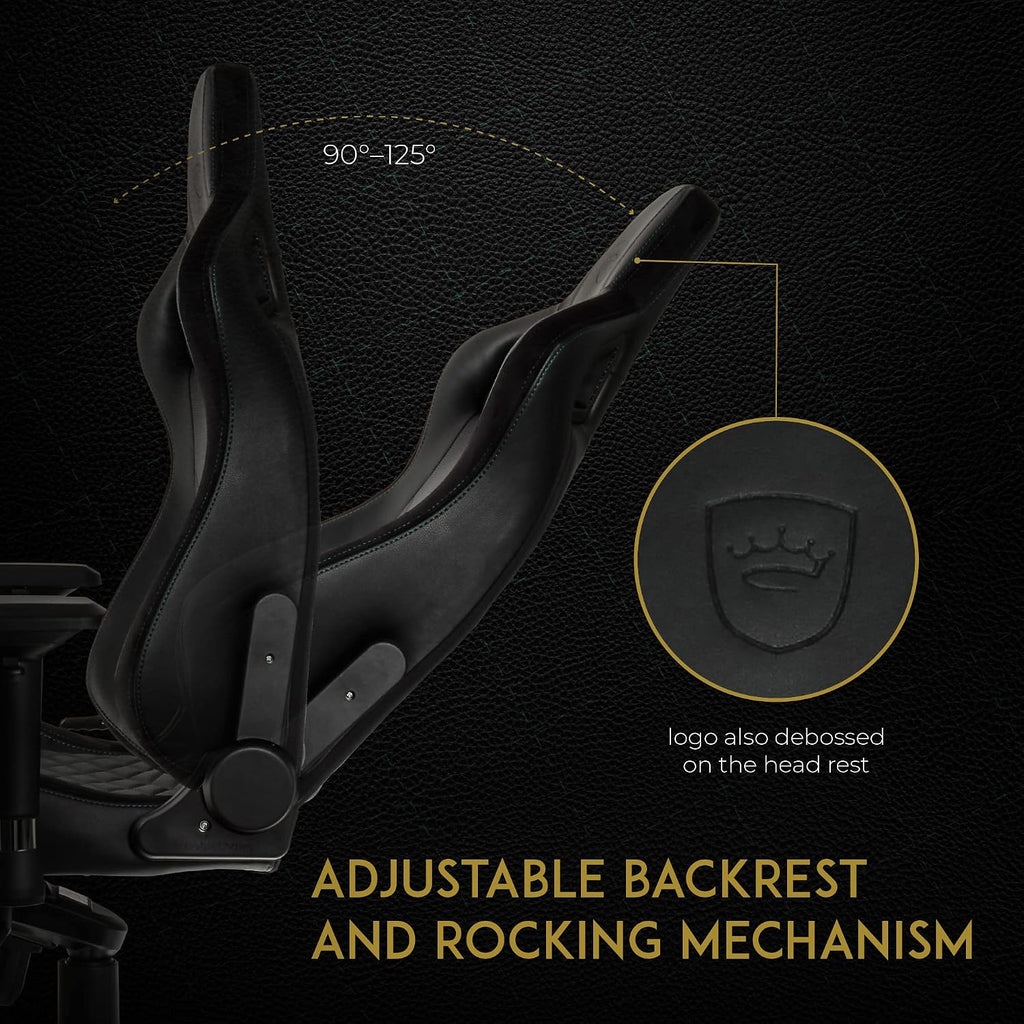 noblechairs Epic Reclining Gaming Chair and Reclining Office Chair, PU Faux Leather, Black/Green